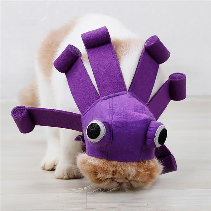Disfraz de pulpo para mascotas, peluca de crin con gorro para gato, gatito, Halloween, disfraces, ropa de fieltro, accesorios para mascotas, 1 unidad