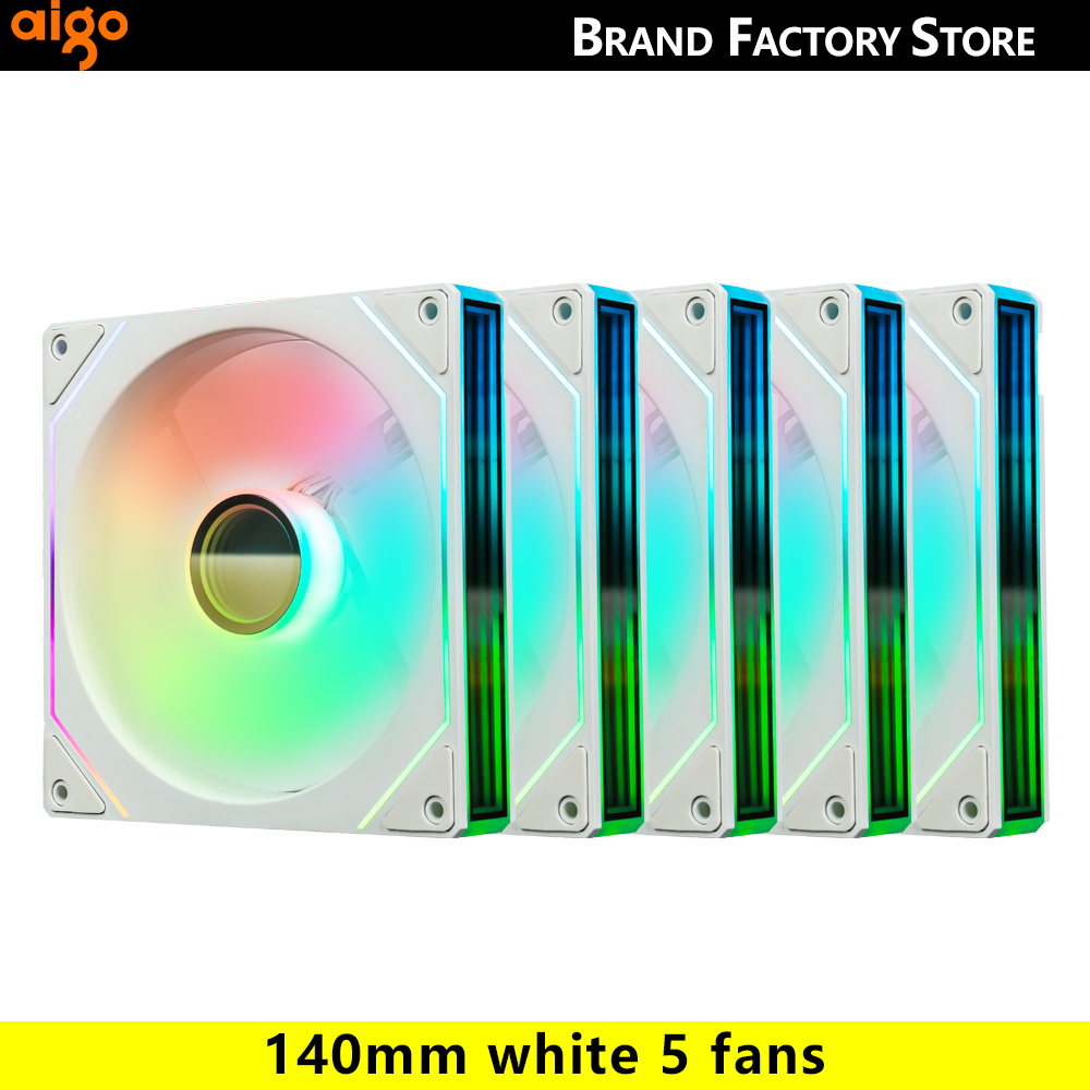 Aigo AS14 140mm Fan Argb Pc Case Ventiladores 4PIN PWM 5V-3PIN Cpu Waterkoeler Gabinete Gamer Cooling Kit Fans Rgb Ventilador: Blauw