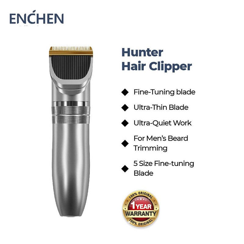 Enchen Hunter Electric Cordless Hair Clipper Beard Trimmer R-Shaped Acute Angle 8000r/m High Rotating Speed Motor 55dB Low Noise