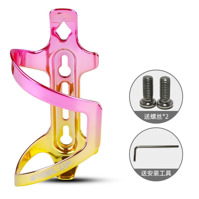 Bunte MTB Mountainbike Straße Fahrrad Wasser Flasche Käfig Aluminium Legierung Hohe Festigkeit Regenbogen Wasser Halter Radfahren Zubehör: Pink Gold