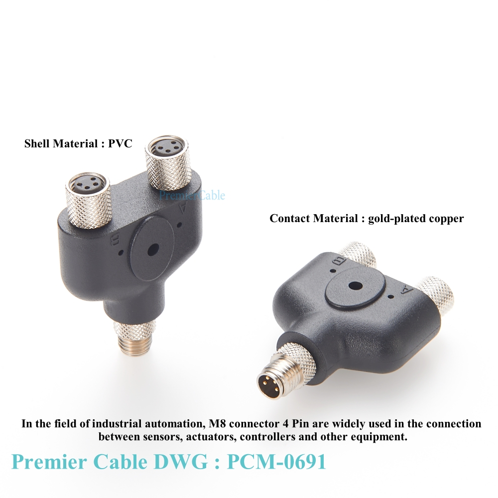 M8 Y Splitter Étanche M8 4 Broches Type Y Mâle à Double Femelle Adaptateur M8 T Splitter Capteur Actionneur Tee M8 Splitter