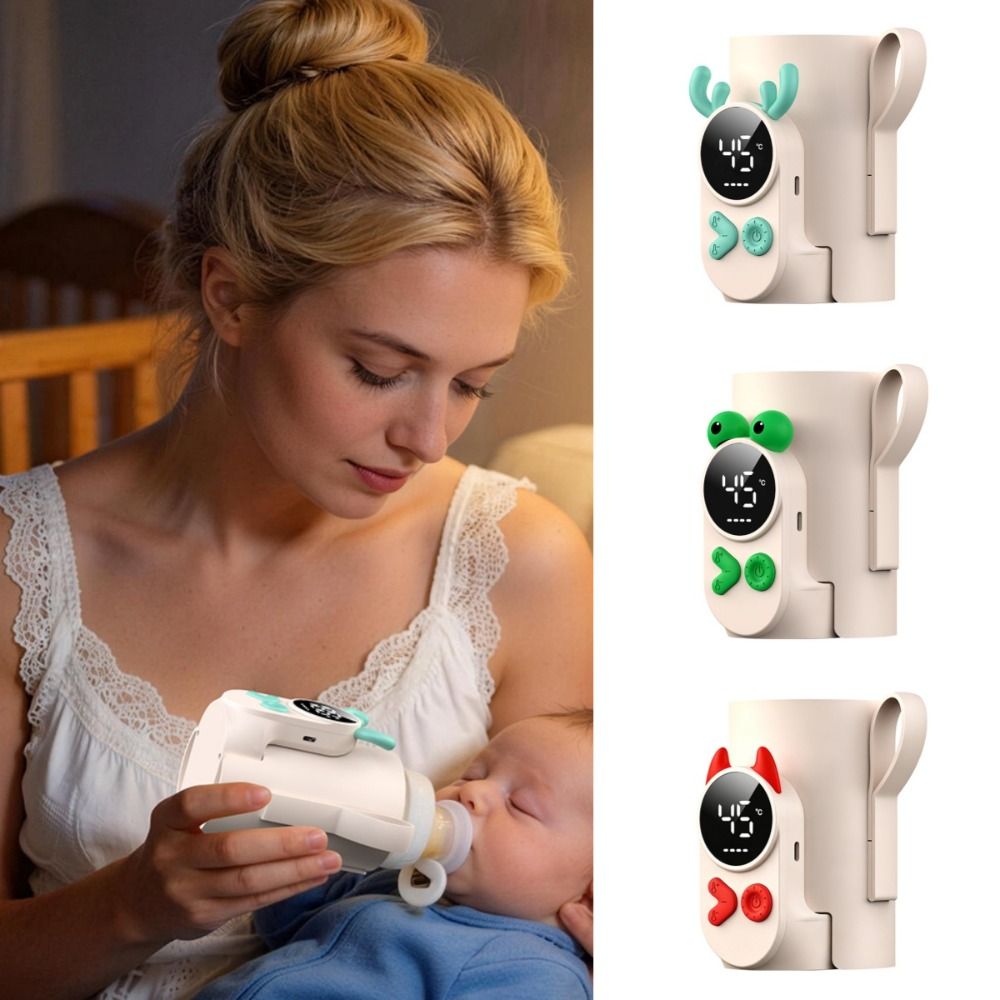 Portable Baby Bottle Warmer Fast-charging Digital Display Travel Milk Heating Sleeve Waterproof Temperature Adjustment