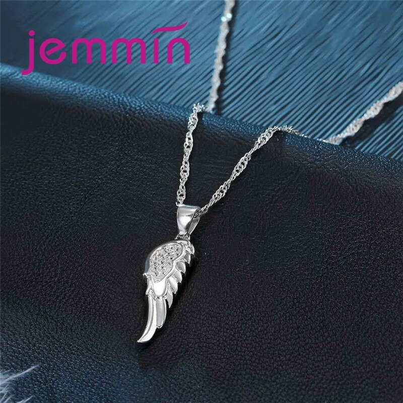 Minimalista Plata de Ley 925 personalidad temperamento ala de cristal novedosa boda conjunto de joyería al por mayor