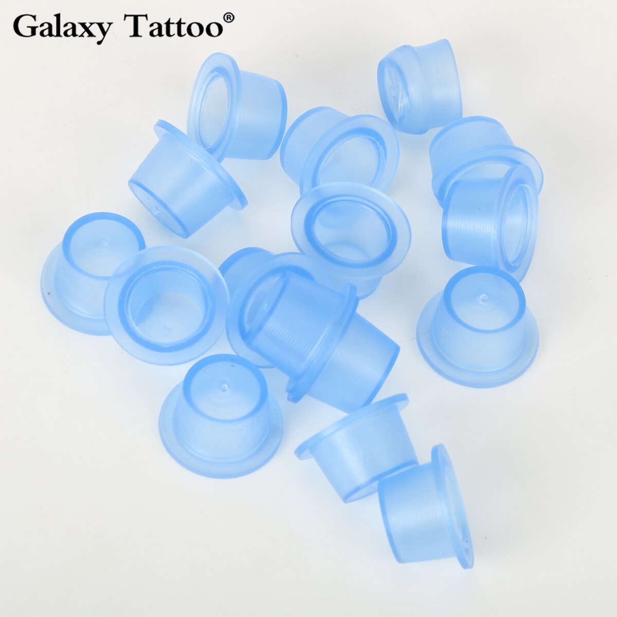 100 Stuks Tattoo Inkt Cup S/M/Zachte Siliconen Wegwerp Microblading Blauw Transparant Permanente Make-Up Accessoires Container