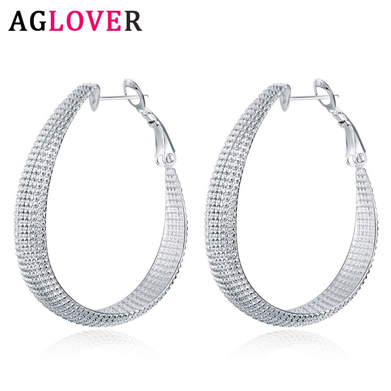 AGLOVER-pendientes de aro en U para mujer, de Plata de Ley 925 de 40MM, aretes de , joyería de boda, de cumpleaños