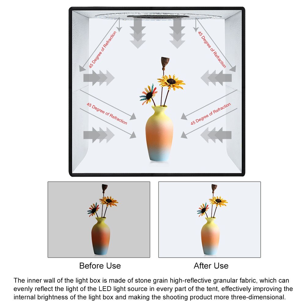 6 Colors Background Tabletop Studio Light Box Kit Folding Softbox Shooting Tent Photography With 80pcs LED Beads Oxford Cloth