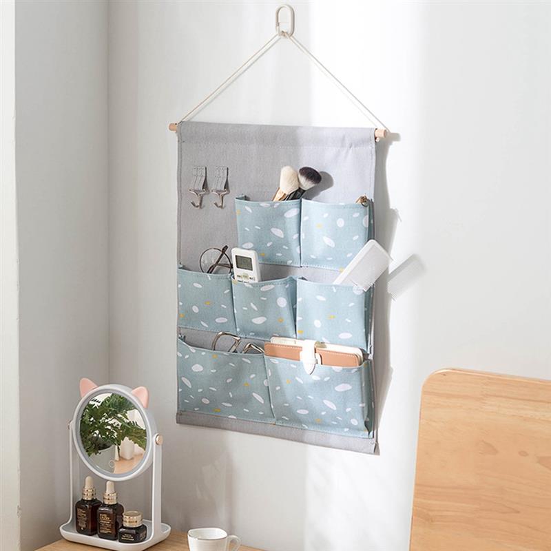 Pocket Hanging Storage Bags Cotton Linen Closet Organizer Wall Hanging Organizers Space Saving Wall Hanging Organizer
