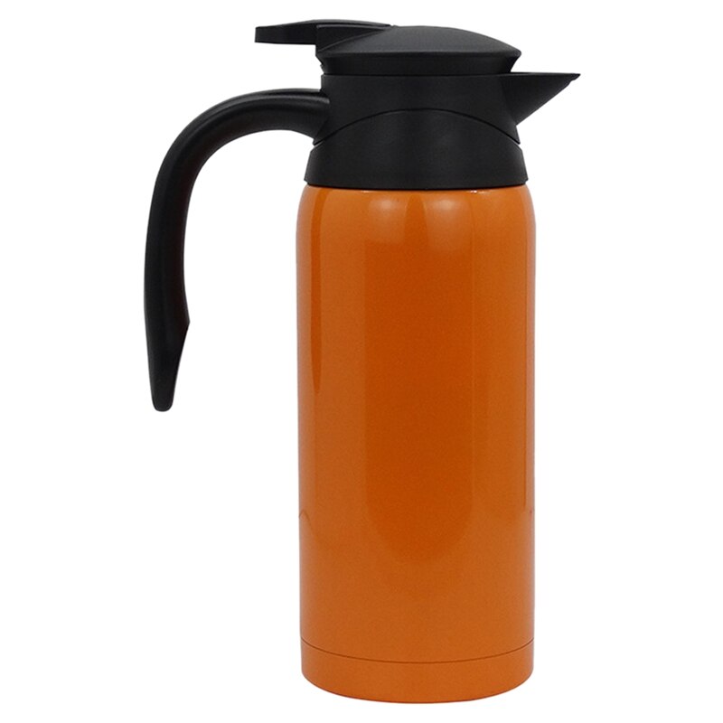 12-24v 800ml säker bil rostfritt stål elektrisk uppvärmd vattenkokare flaska kopp resa bil vattenkokare bilvärmare orange