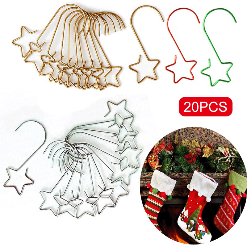 20 pièces de noël étoile crochet suspendus ornement noël arbre guirlande chaussettes support réutilisable fête décoration nouvel an centre commercial MDJ998