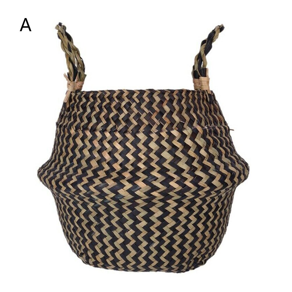 Havgræs mave opbevaring kurv urtepotte naturlig rattan kurv plante potte legetøj holder havedekoration container taske hjem dekoration: -en / S 20 x 22cm