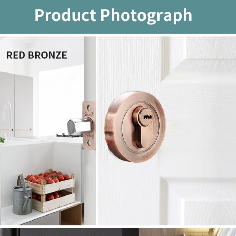 Invisible Door Lock With Key Indoor Bedroom Household Door Bolt Round Lock Wooden/Iron Door Universal Anti-theft Safety Locks