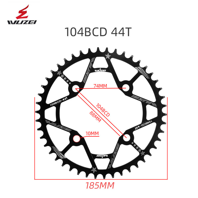 WUZEI Fahrrad Kettenblatt 30T 32T 34T 36T 38T 40T 42T 44T 46T 48T 50T 52T Kette Rad 104BCD Rabatt MTB Single Geschwindigkeit: 44T