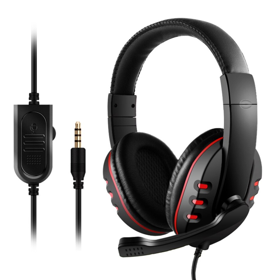 3.5mm hovedmonterede kabel-headset til gaming headset støjreduktion mikrofon lydstyrkekontrol til pc laptop  ps4 smartphone: Rød