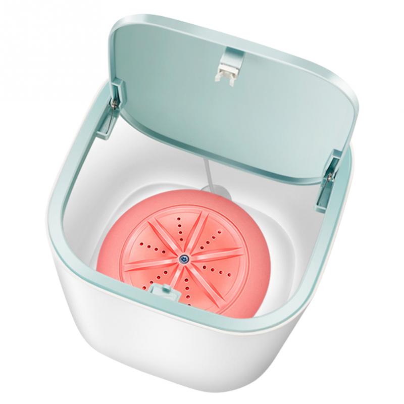 Camping Electric Ultrasonic Rotating Turbo Washing Machine Mini Portable Dorms: Pink