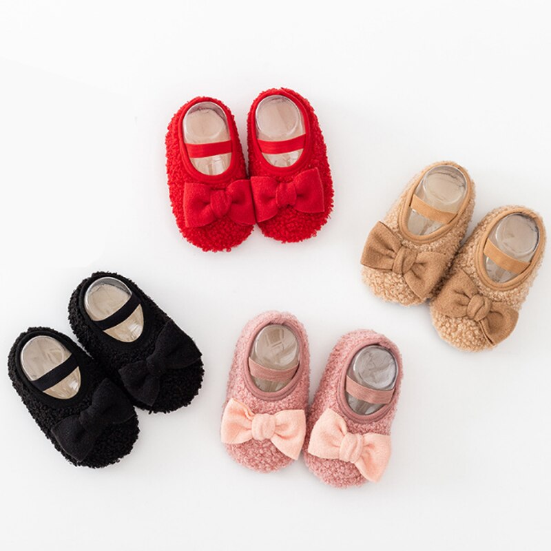 Novo piso do bebê meias grossas outono inverno indoor criança meninas sapatos pé meia