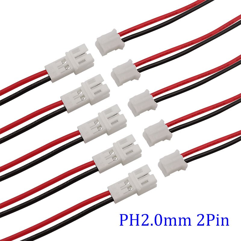 1/2/5Pairs Jst 2Pin Draad Connectors Jst Ph 2.0Mm 2P Man Vrouw Plug Jack socket Uitbreiding Elektrische Kabel Connector 10/15/20Cm