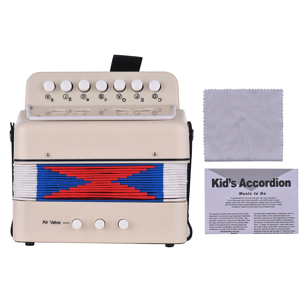 Mini 10-Button Kids Accordion Toy Supports Bass Chords 14 Notes with Cleaning Cloth Educational Music Instrument for Children