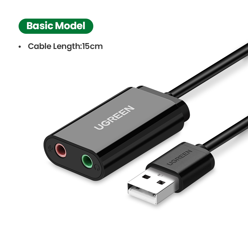 Ugreen Geluidskaart Usb Audio-Interface Hoofdtelefoon Microfoon Audio Adapter Usb Geluidskaart Voor Computer PS4 5 Externe Geluidskaart: Default Title