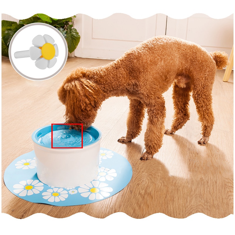 1.6L Automatic Pet Cat Water Fountain Drinking Mute Flower Water Dispenser with Filters Dog Cat Health Caring Drinker Product