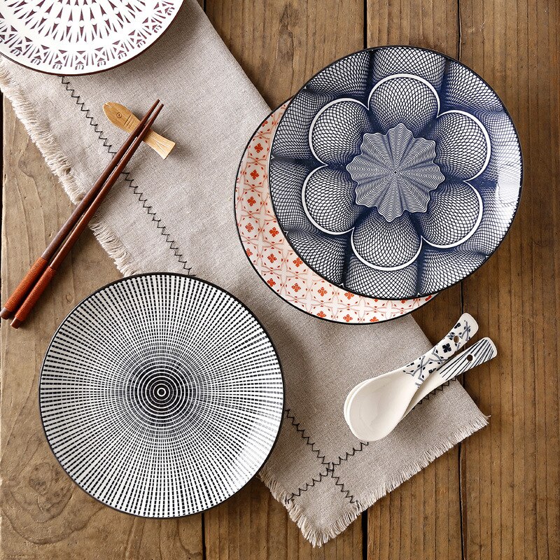 Vajilla de cerámica de estilo occidental para el hogar, plato plano de 8 pulgadas, estilo nórdico japonés, , moderno y Simple