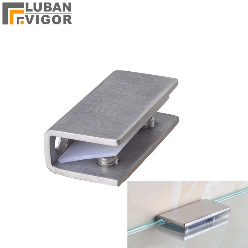 , Dikke 304 Roestvrij Staal Glas Clip/Klem, Geborsteld/Heldere Oppervlak, Plank Ondersteuning, glas Dikte: 6-12Mm,