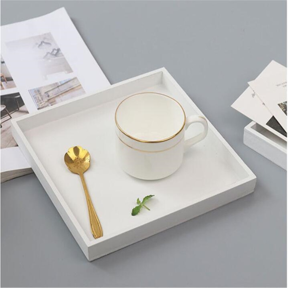 Kreative Holz Platte Platz Weiß Nachtisch Kuchen Obst Platten Schmuck Kosmetik Lagerung Boxen Tabletts Hause Dekoration 1Stck