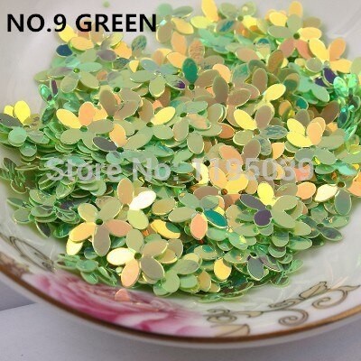 50G Pvc Bloem Pailletten Pruimenbloesem 10Mm Met 1 Center Hole Cup Losse Paillette: Light Green