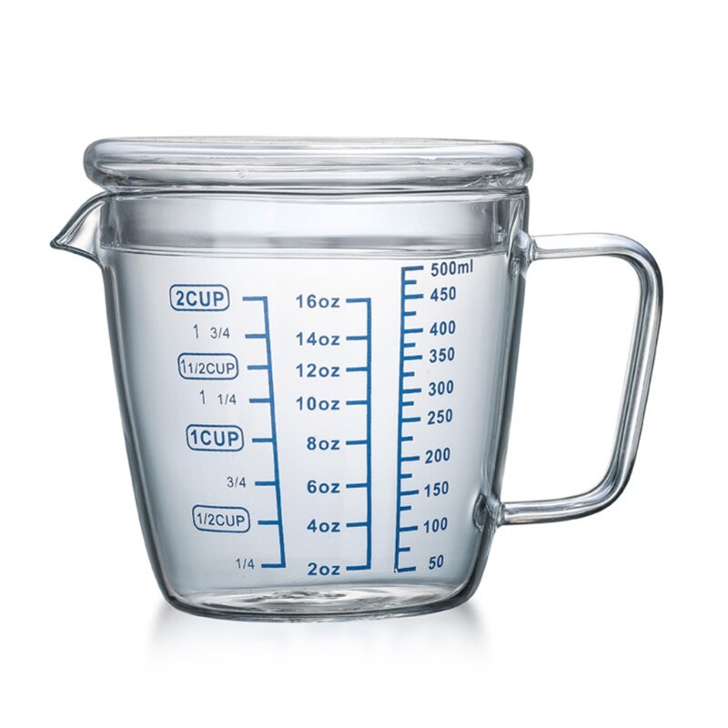 Heat Resistant Glass Measuring Cup Scale Marking Cup Microwave Measuring Cup with Lid: A / 250ml
