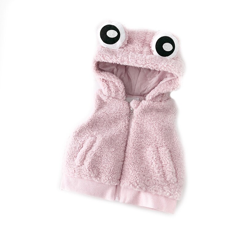 Lente Winter Kids Leuke Cartoon Vest Meisje Vest Jassen Kids Vesten Voor Jongens Meisjes Kleding Kikker Pluche Warm Kids vesten: Pink / 18m