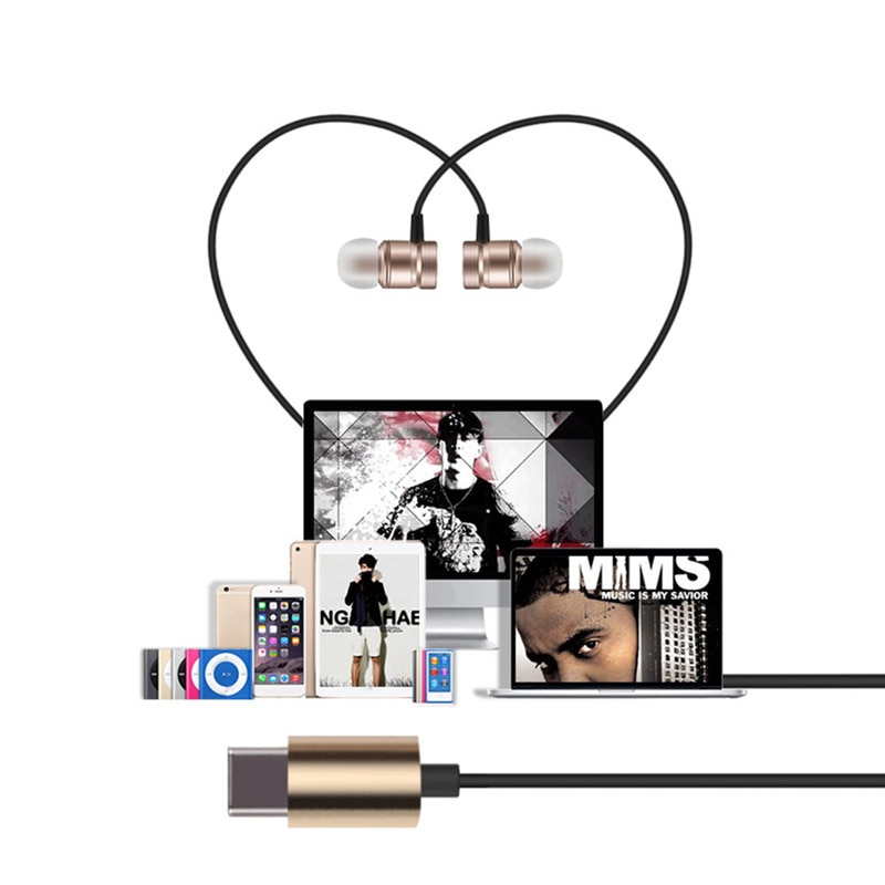 USB Typ-C in Ohr kopfhörer mit mikrofon metall verdrahtete Kopfhörer für Für Xiaomi Huawei Smartphone Typ C Kopfhörer