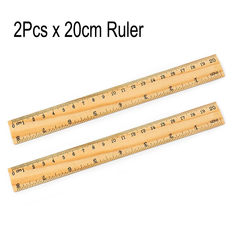 2Pcs Wooden Straight Ruler Double Side Scale CM Inch Office School Measuring Tool Stationery Photography Props 15CM 20CM 30CM: 2Pcs x 20cm