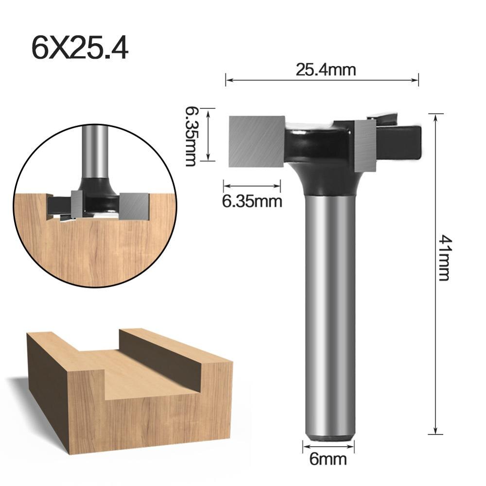 Spoilboard Surfacing Router Bit 1/4 inch 6mm Shank 1 inch Cutting Diameter + Adapter Slab Flattening Router Bit Planing Bit Wood: NO2 6x25.4