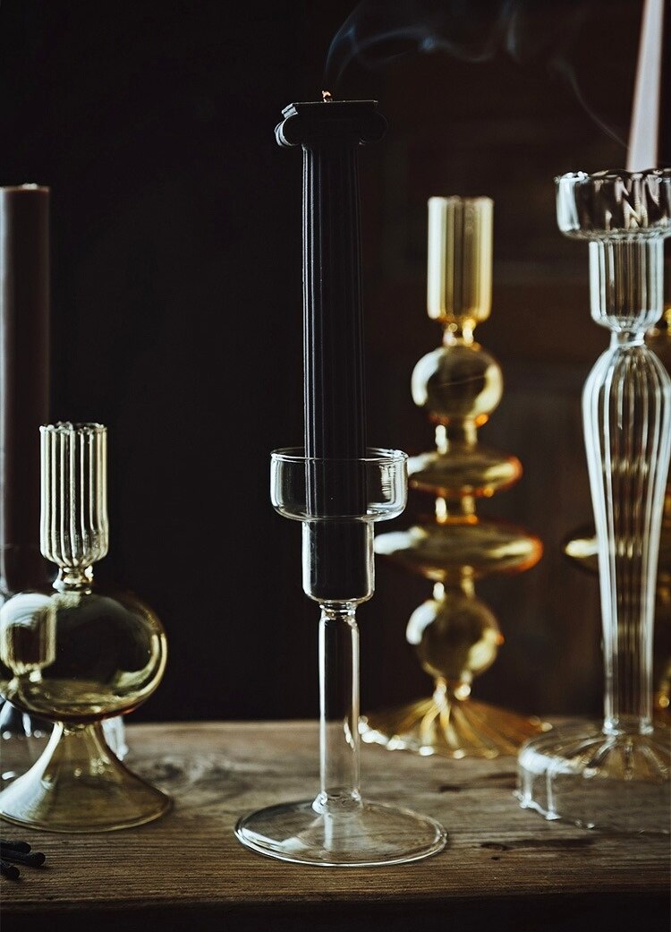 Vintage glas fransk stil ljusstake kristallglas ljushållare enkel bröllop romantisk middag med levande ljus heminredning