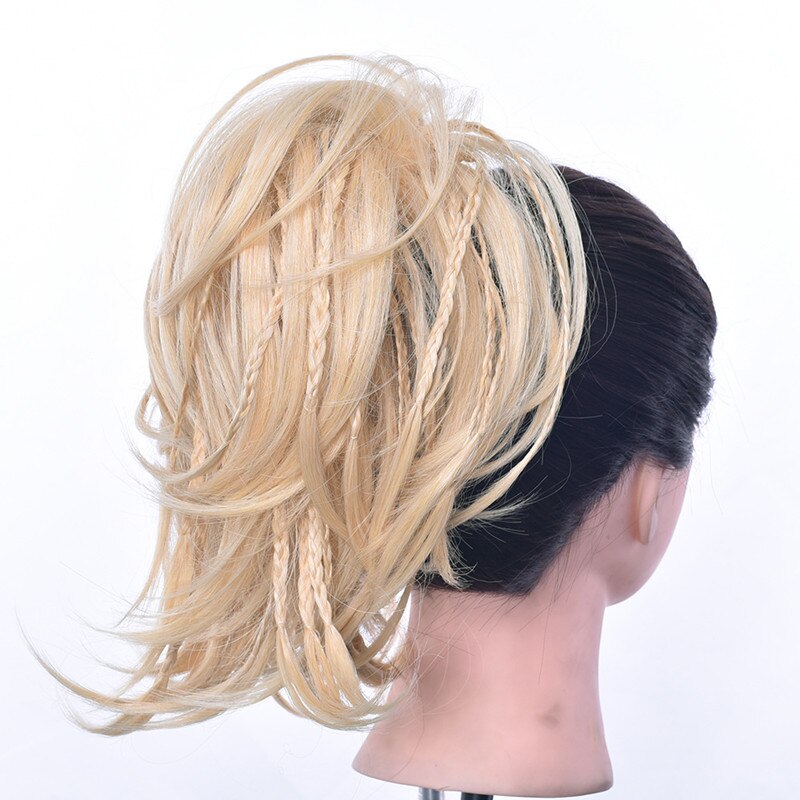 Gres Donut banda de pelo de fibra resistente al calor/Negro rubia trenza moño para novias sintético de mujer moño para el cabello con una banda de caucho: 1003