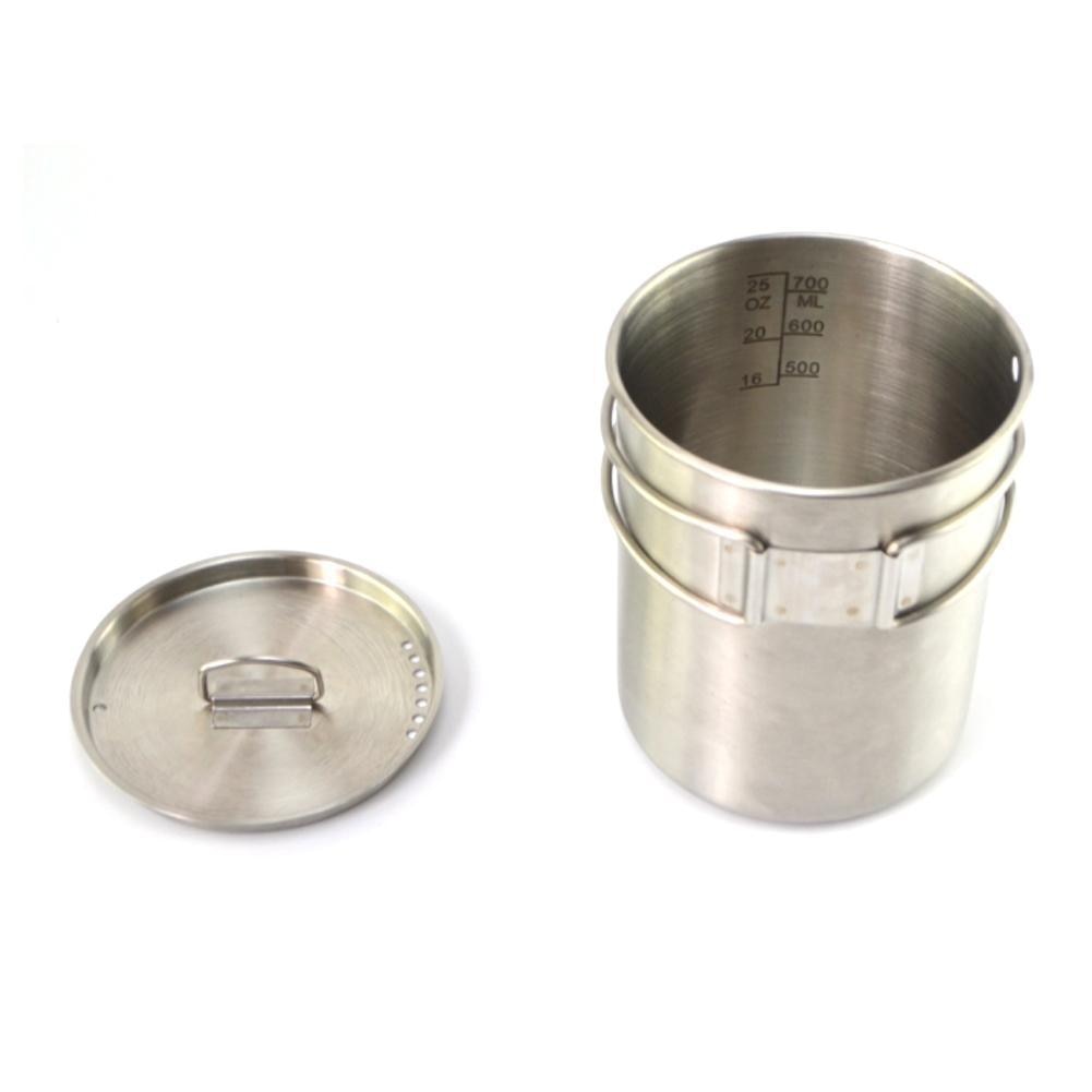 700ml di Campeggio Pentolame e Utensili per cucinare Ultraleggero In Titanio Padella Picnic Escursioni All'aperto Set Da Tavola Ciotola Tazza di Cottura di Alta di Campeggio Qua W4E6