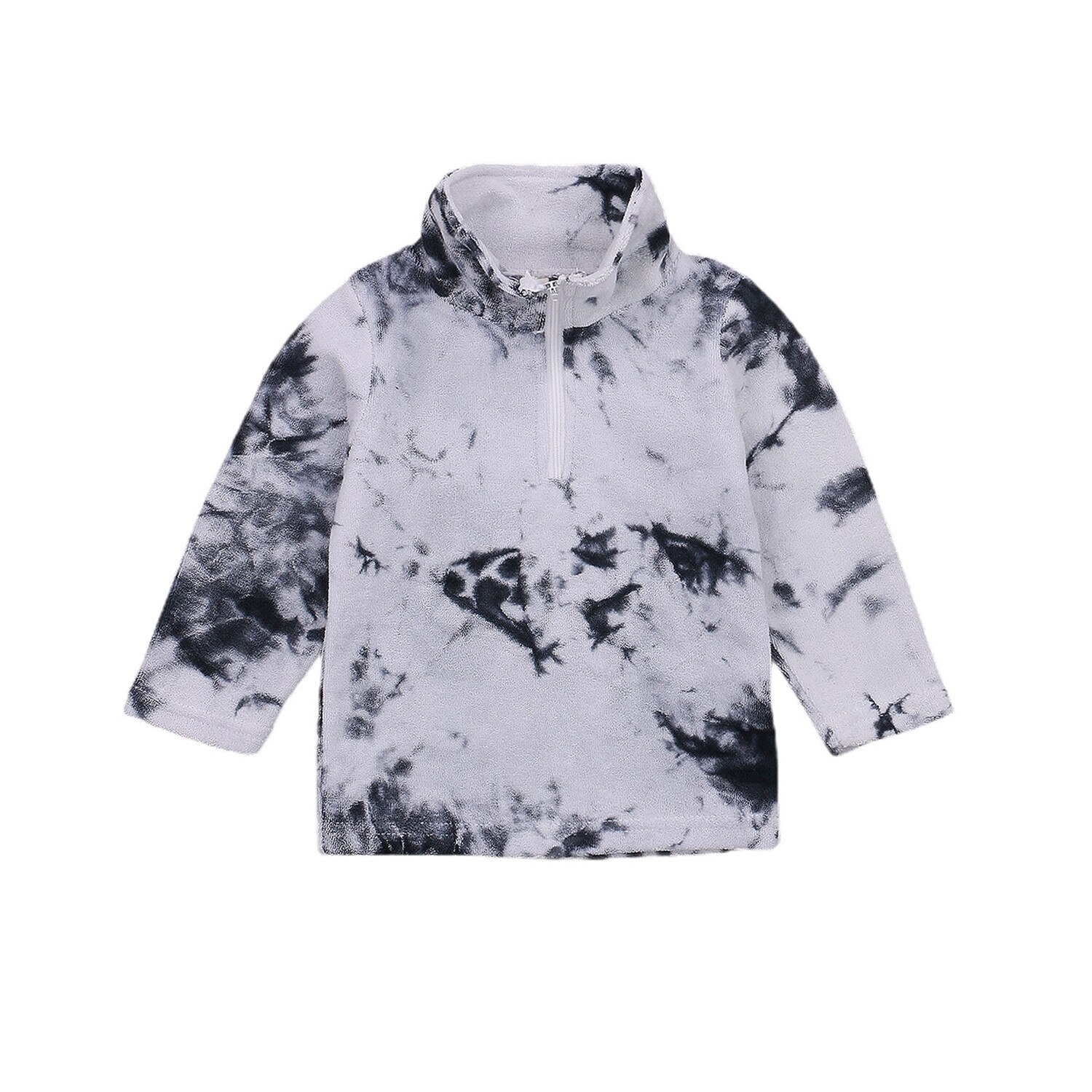 Haut en polaire coloré teinté avec fermeture éclair pour bébé, garçon et fille, vêtement d'extérieur, automne-hiver, col haut, manches longues, sweat-shirts 6m-5t: Noir / 2t