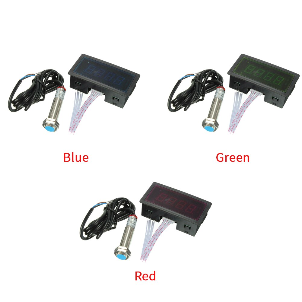Current Industry Easy Install 4 Digital RPM Speed Meter Led With Hall Switch Durable Rectangle Tachometer Measuring Motor