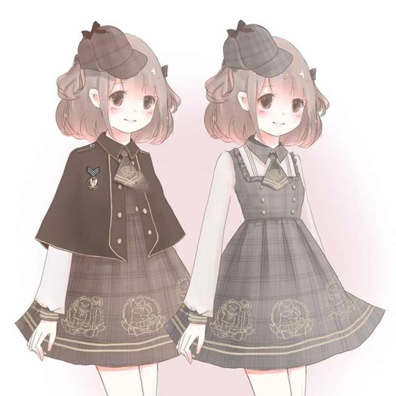 Costume japonais pour filles, Kawaii, tenue à carreaux pour collège, Style britannique, robe Renaissance victorienne, robe de soirée thé VO782
