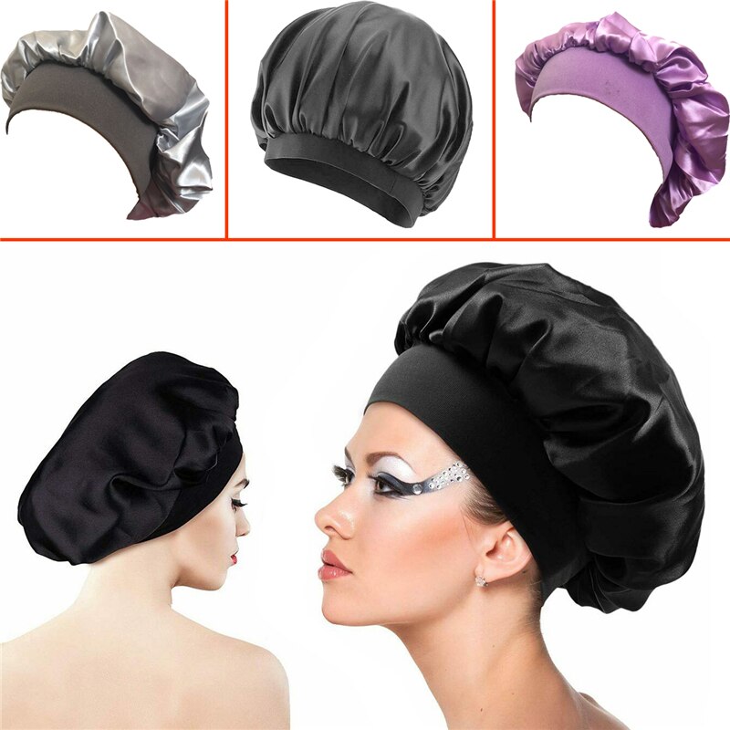 1Pcs Hair Bonnet Satin Cheveux Nuit Gorro Sleeping Hair Cap Shower Head Wrap Styling Bonnets for Women Czepek