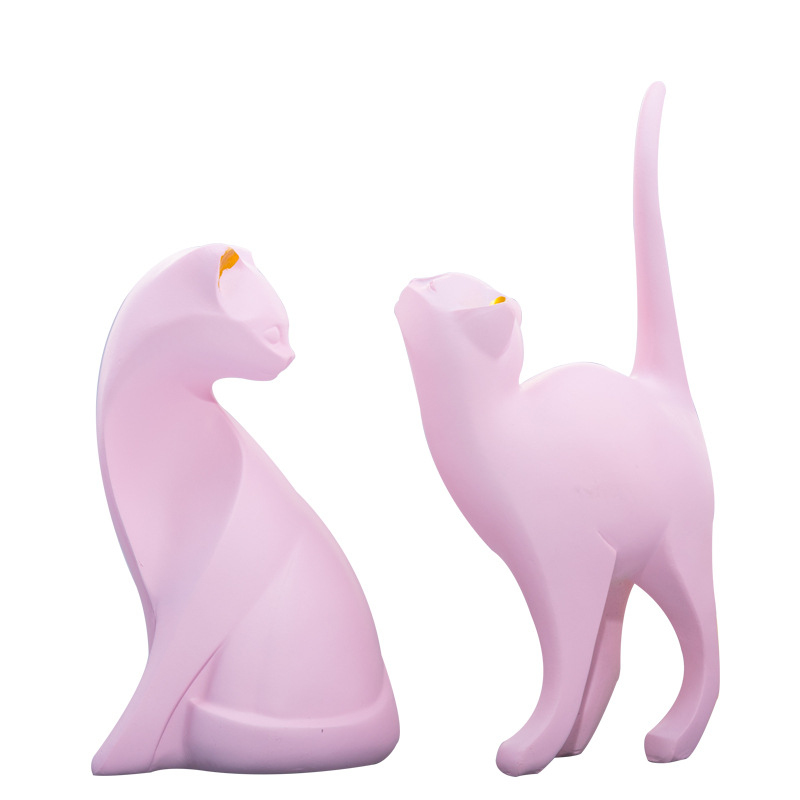 Statue de chat en résine rose de , décoration de café, de bureau, de maison, sculpture de simplicité, tenue douce, 1 pièce