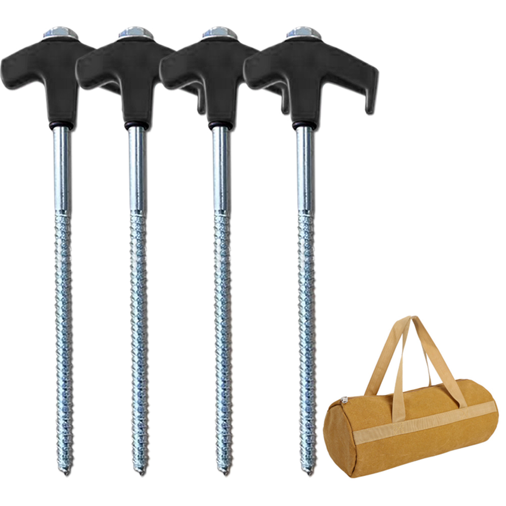 4/8PCS Screw-in Tent Stakes Ground Anchors metal Steel Hexagonal Plastic Head Spiral Screws Camping Peg Ground Nails Tool