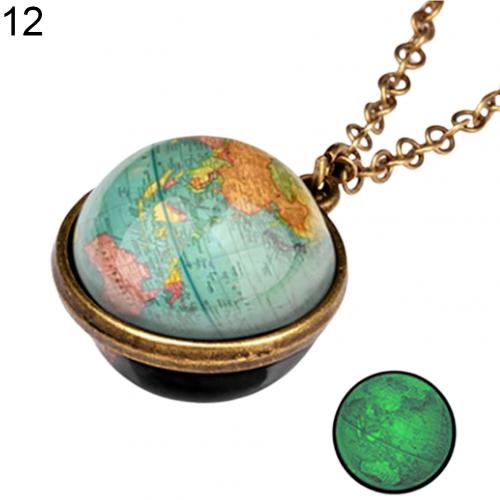 Unico Luminoso Universe Galaxy Pianeta Collana In Vetro di Glow In The Dark Cosmic Pendente Della Collana Della Sfera per Unisex Dei Monili Dell'annata: 12