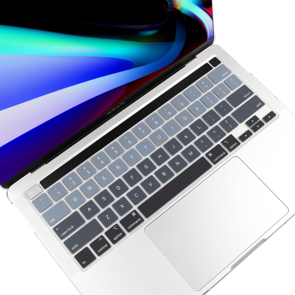 EU/UK/ US typ TPU przezroczysta obudowa klawiatury dla Macbook najnowszy Pro 13 2020 A2338 A2289 Pro 16 cali 2019 A2141Touch Bar klawiatura skóra: US English gray
