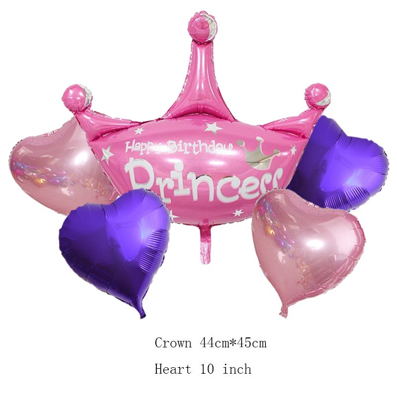 5 Stks/partij Kroon Folie Ballonnen Mini Ballonnen Verjaardagsfeestje Decoraties Kids Prinses Kroon Baby Shower Cartoon Hoed