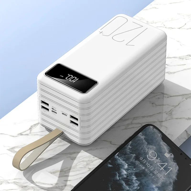 66W 120000mAh Large Capacity Portable Charger Ultra-Fast Charging External Battery Power Bank for iPhone Huawei Power Bank: WHITE
