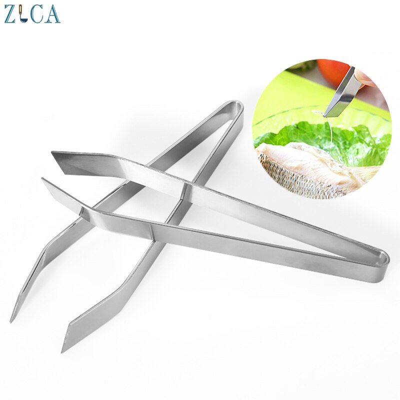 ZLCA Stainless Steel Fish Bone Tweezers Pincer Clip Puller Remover Tongs Plucking Clamp Seafood Tools Kitchen Accessories