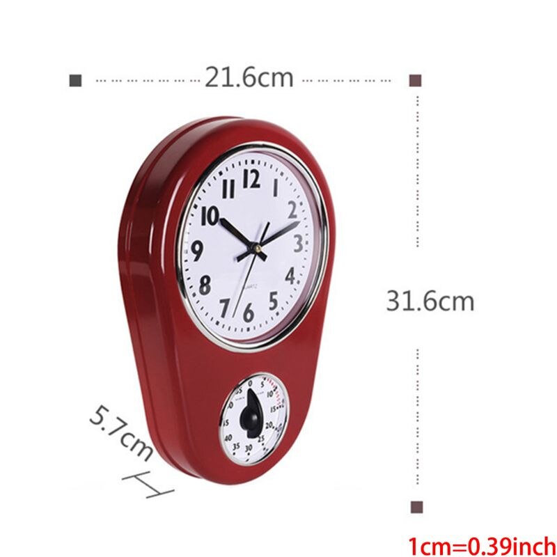 Home Retro Vintage Old Stylish Kitchen Time Wall Clock with 60 Minutes Timer