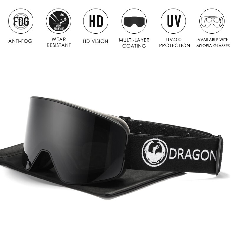 Dragon-Gafas de esquí de doble capa para hombre y mujer, lentes antivaho grandes para esquiar, nieve, snowboard, D292, UV400