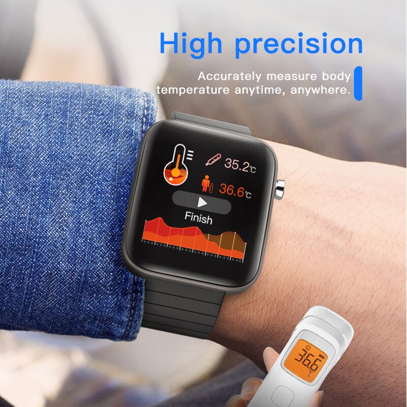 T68 Plus Smartwatch - Body Temp, HR, BP, SpO2 Monitor - for iOS & Android