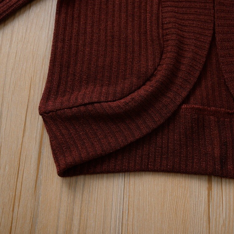 Bordeaux grå sort ensfarvet baby piger børn uld frakke efterår lange ærmer strik outwear cardigans